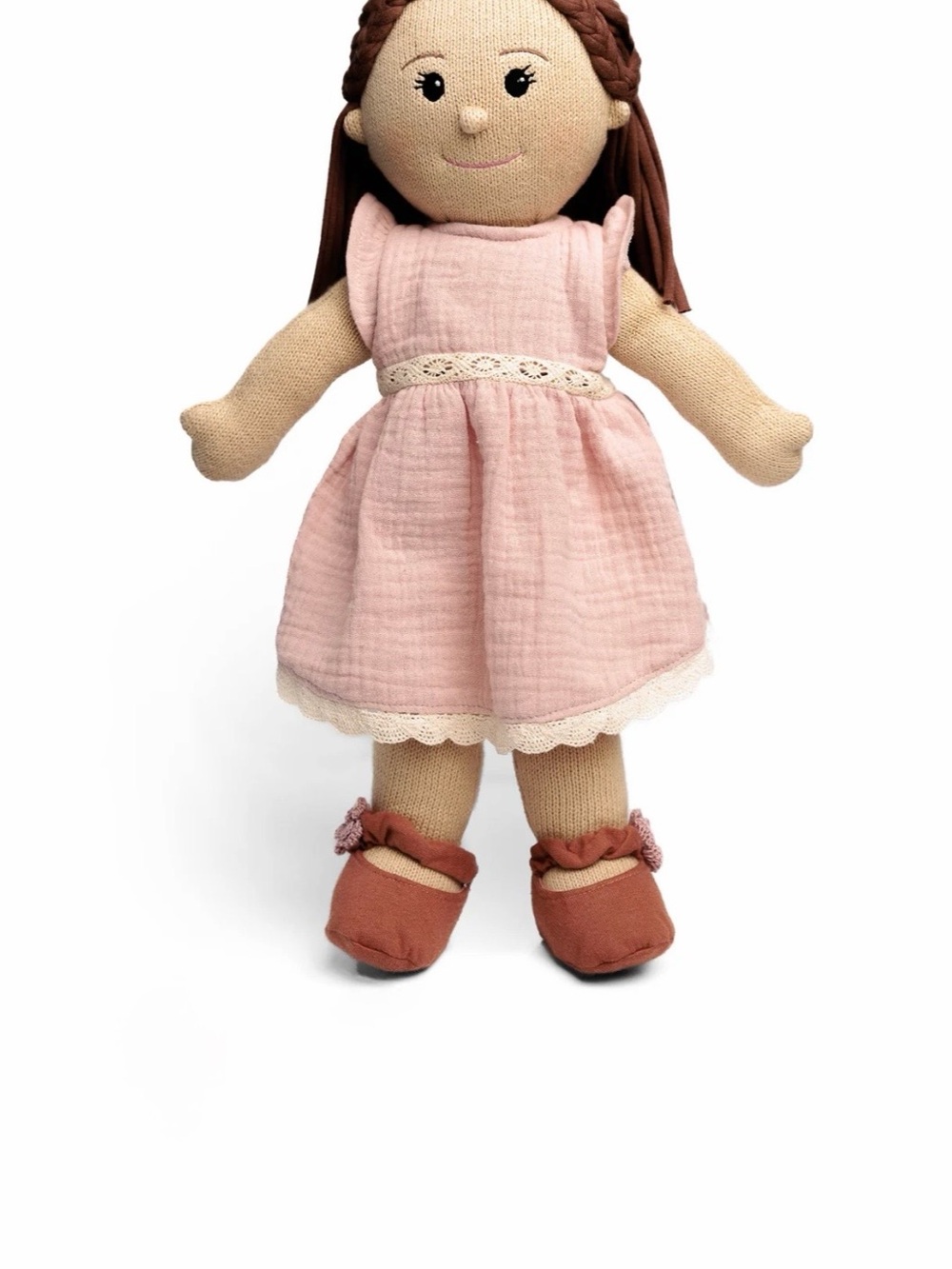 The Clementine Collective Clara Knitted Rag Doll 16” Blush Dress Poppie Toys